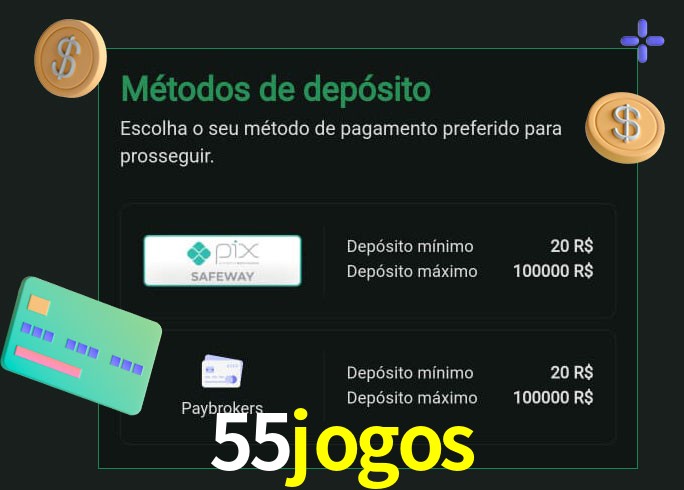 O cassino 55jogos oferece uma grande variedade de métodos de pagamento